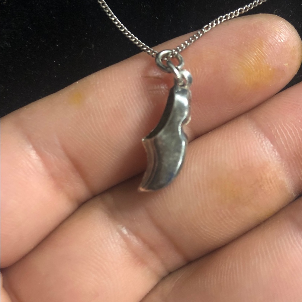Sterling Silver Ballet Slipper Pendant Necklace - Silver - Picture 2 of 7